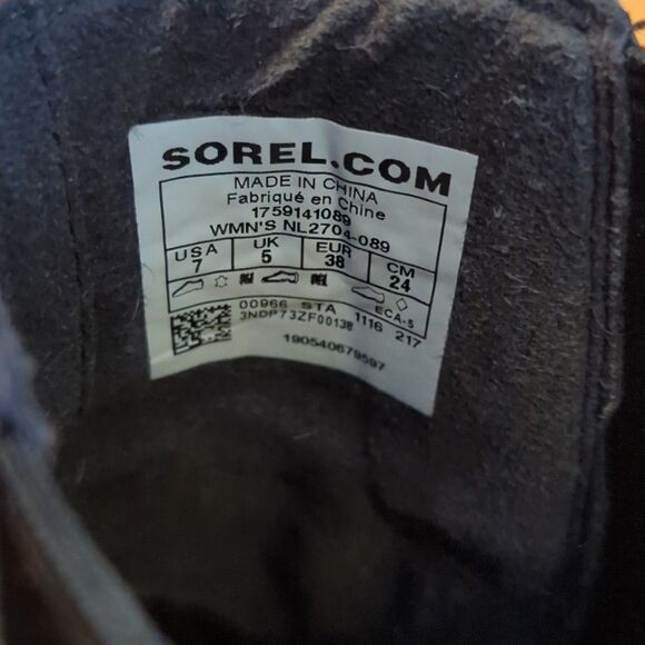 Sorel Lea Wedge Ankle Boots Womens 7 Gray Leather Slip On Waterproof Heel - Picture 7 of 7